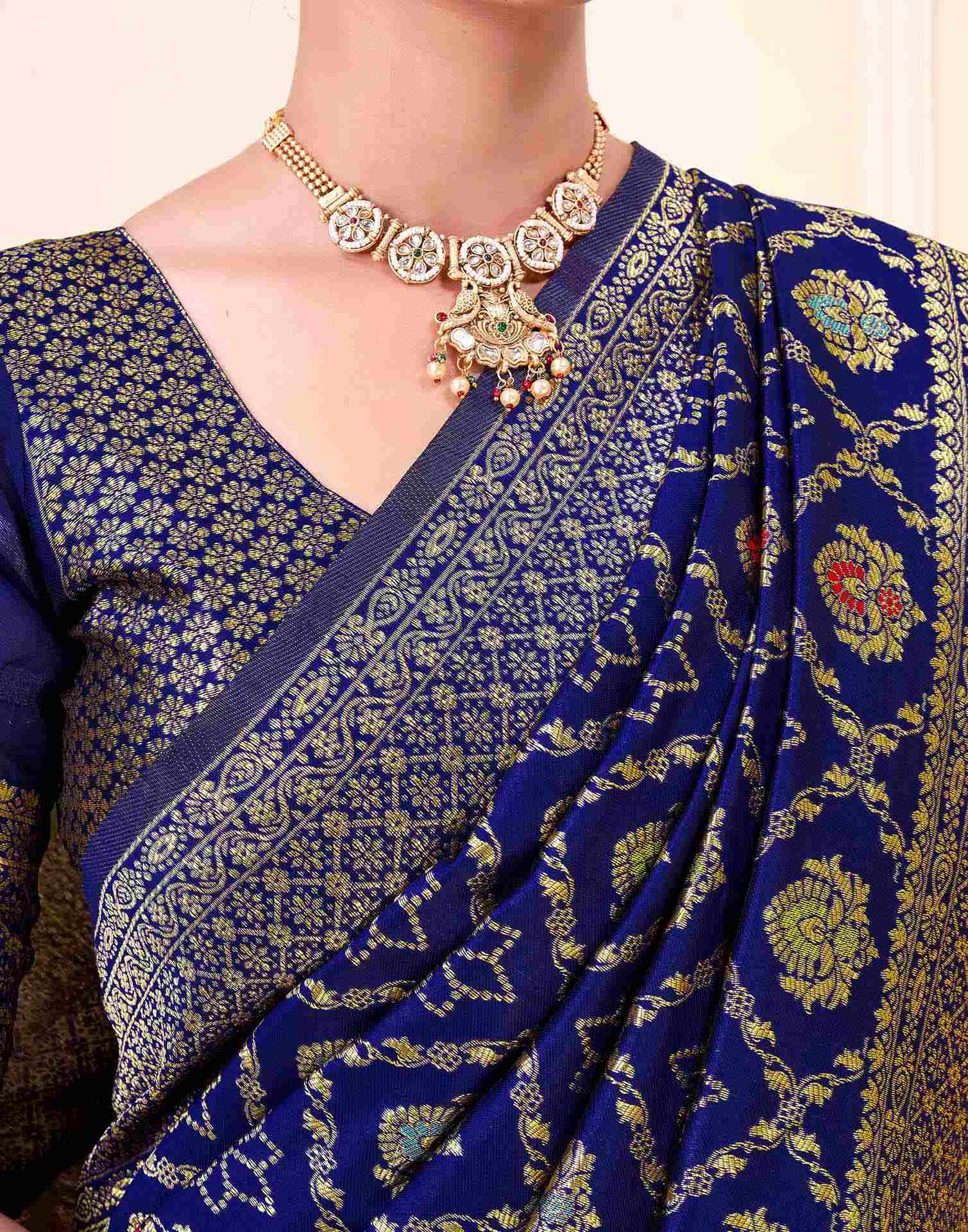 Royal Blue Silk Woven Banarasi Saree