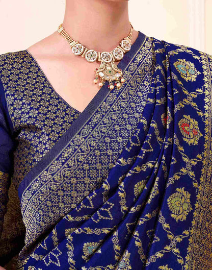 Royal Blue Silk Woven Banarasi Saree