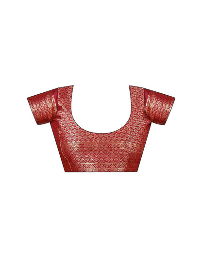 Maroon Silk Woven Banarasi Saree