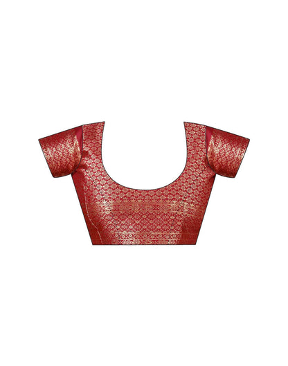 Maroon Silk Woven Banarasi Saree