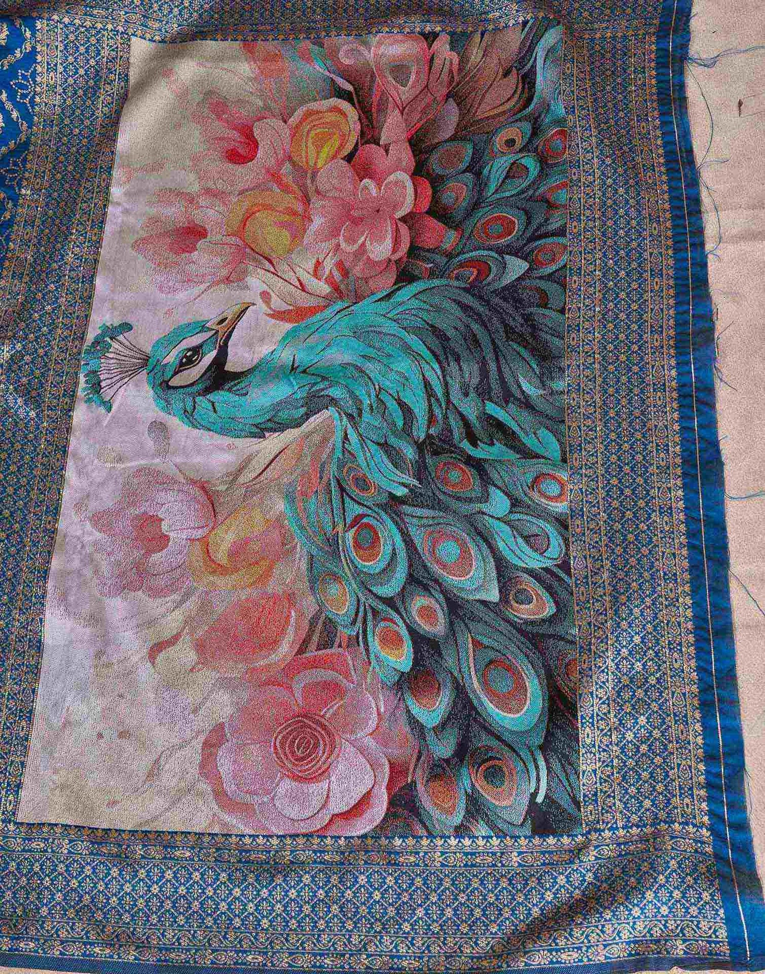 Rama Blue Silk Woven Banarasi Saree