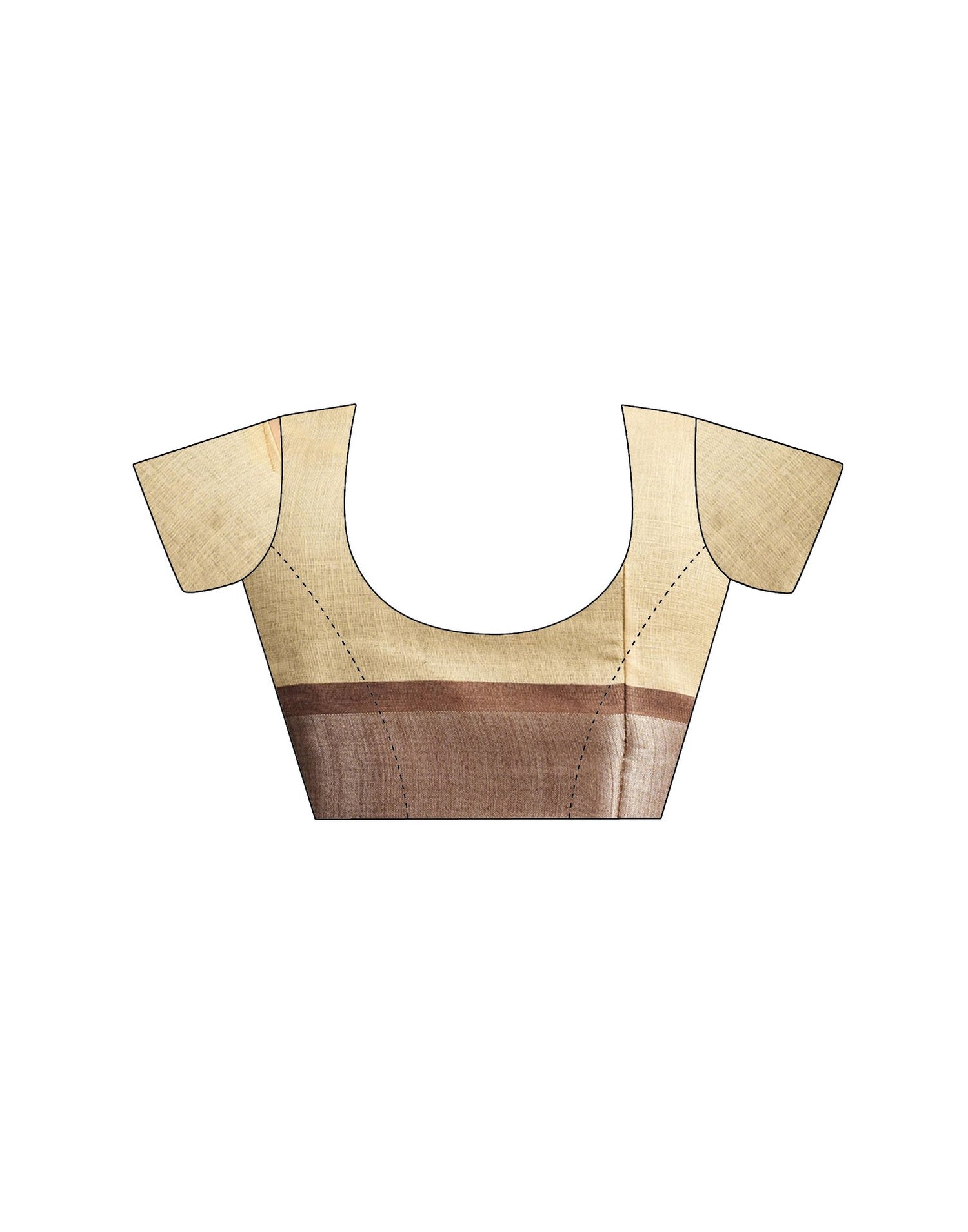 Brown Cotton Linen Printed Saree