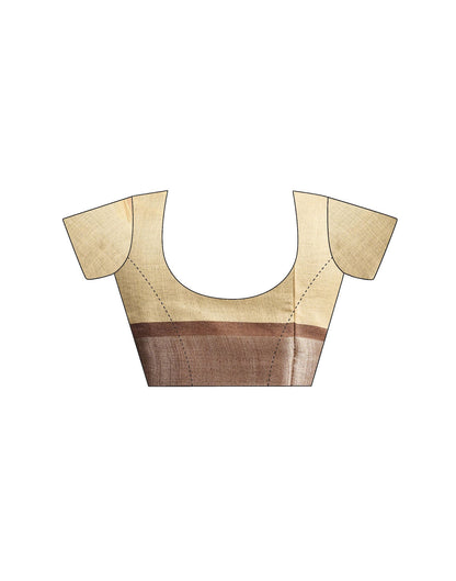 Brown Cotton Linen Printed Saree