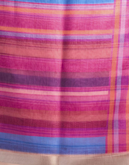 Rani Pink Cotton Linen Printed Saree