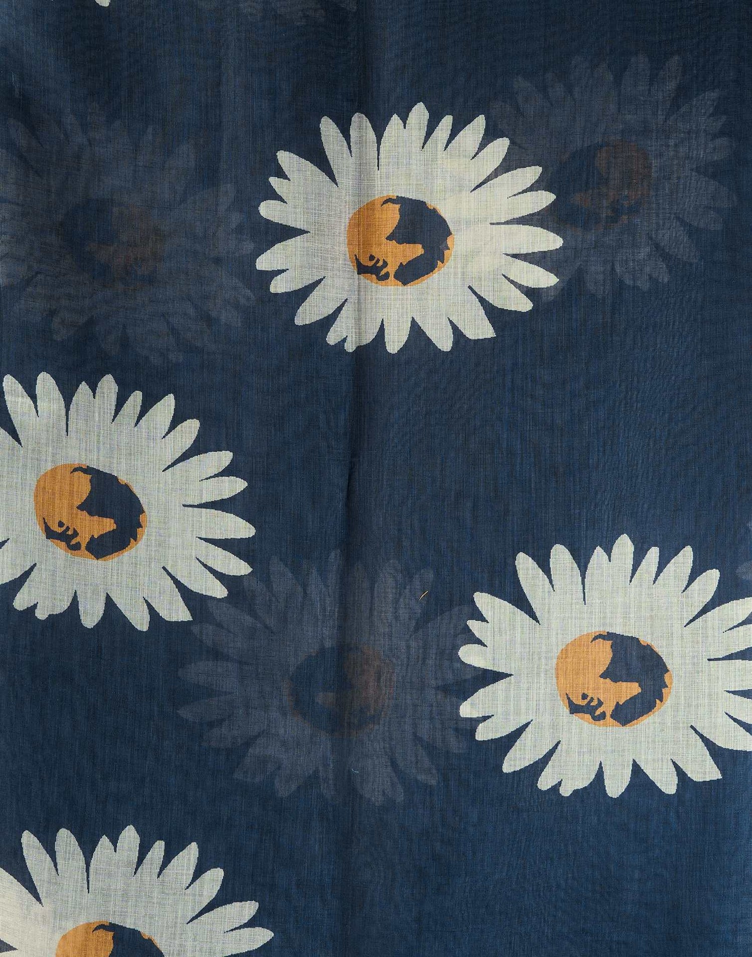 Grey Cotton Linen Floral Printed Saree