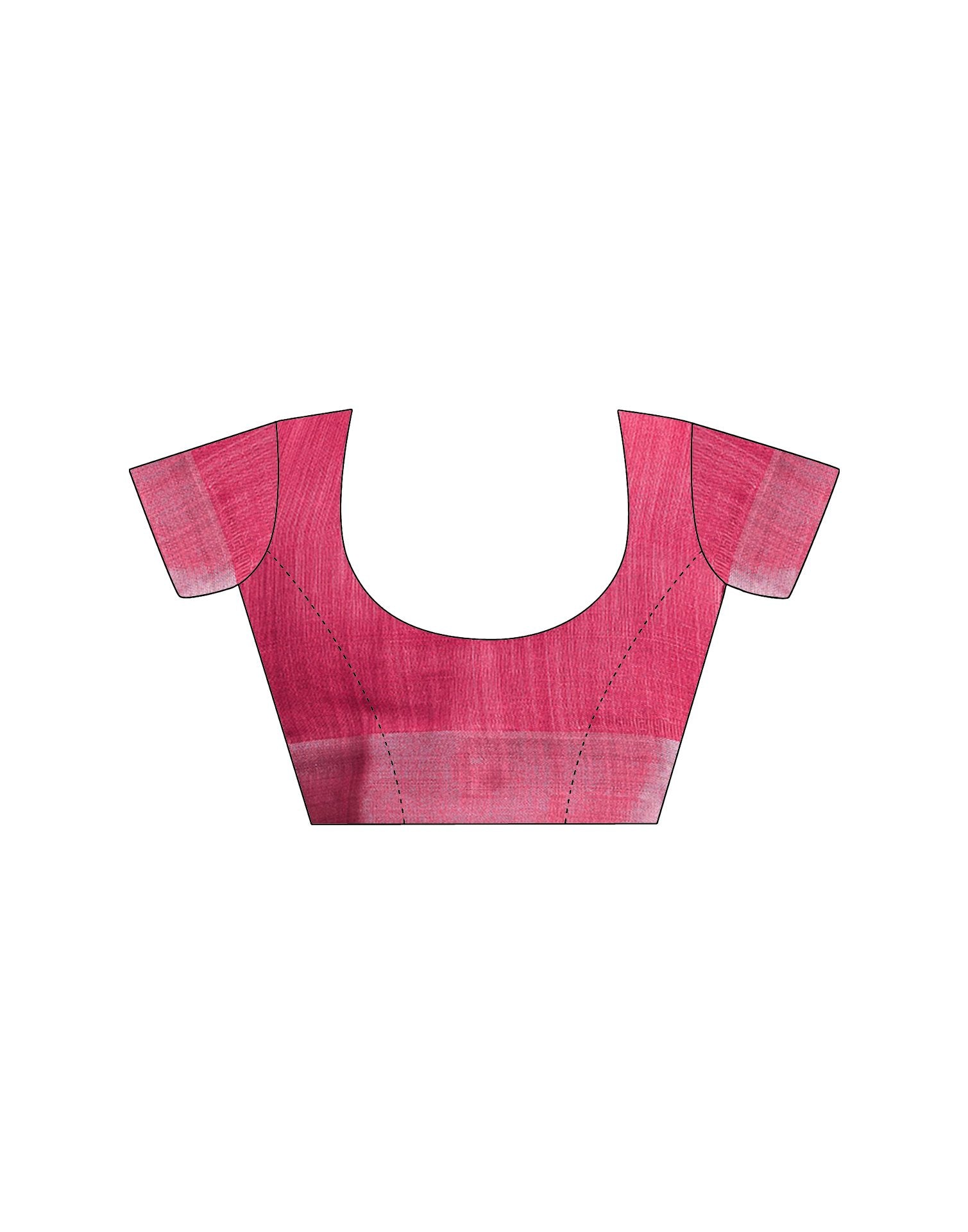 Dark Pink Cotton Linen Printed Saree
