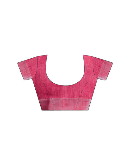 Dark Pink Cotton Linen Printed Saree