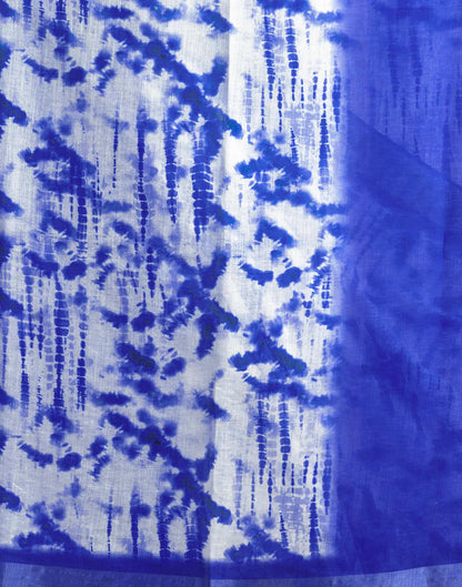 Blue Cotton Linen Printed Dyed Saree