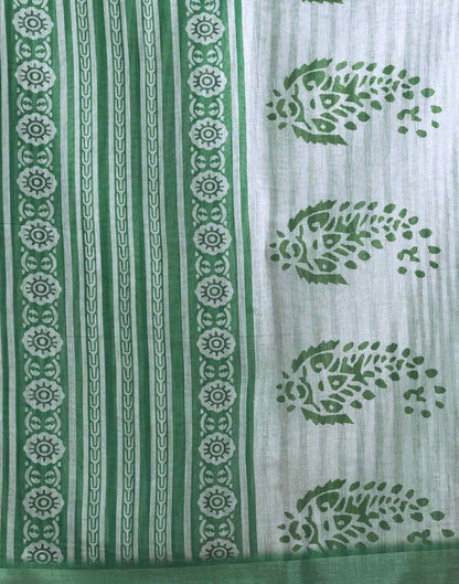 White Cotton Linen Printed Saree
