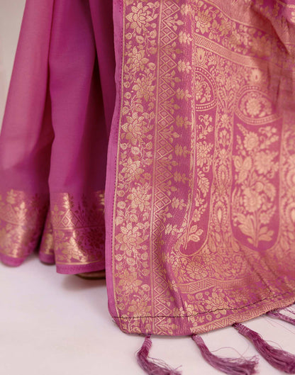 Light Purple Chiffon Woven Saree