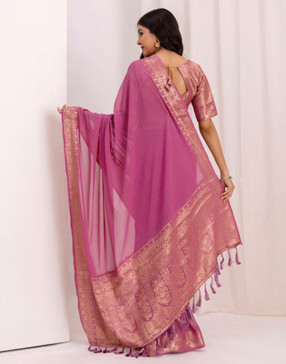 Light Purple Chiffon Woven Saree