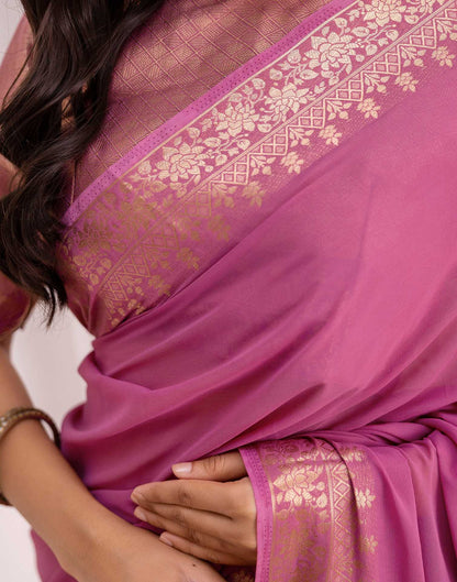 Light Purple Chiffon Woven Saree