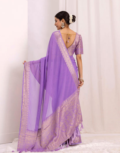 Lavender Chiffon Woven Saree
