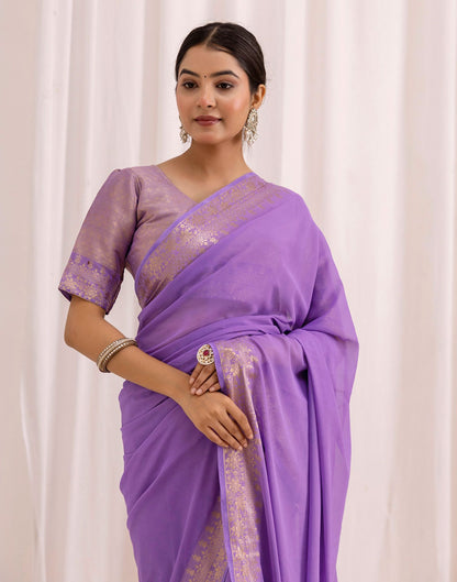 Lavender Chiffon Woven Saree