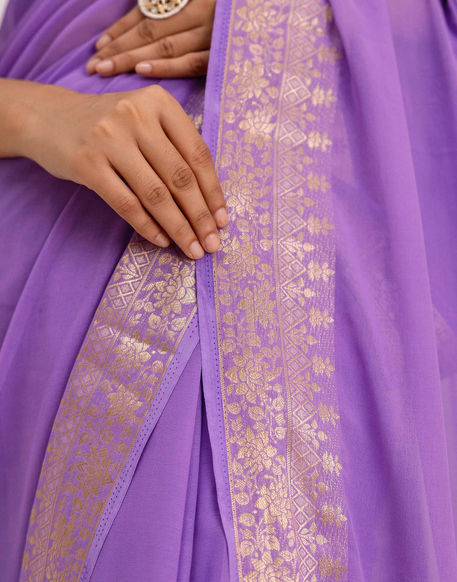 Lavender Chiffon Woven Saree