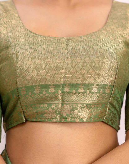 Fern Green Chiffon Woven Saree