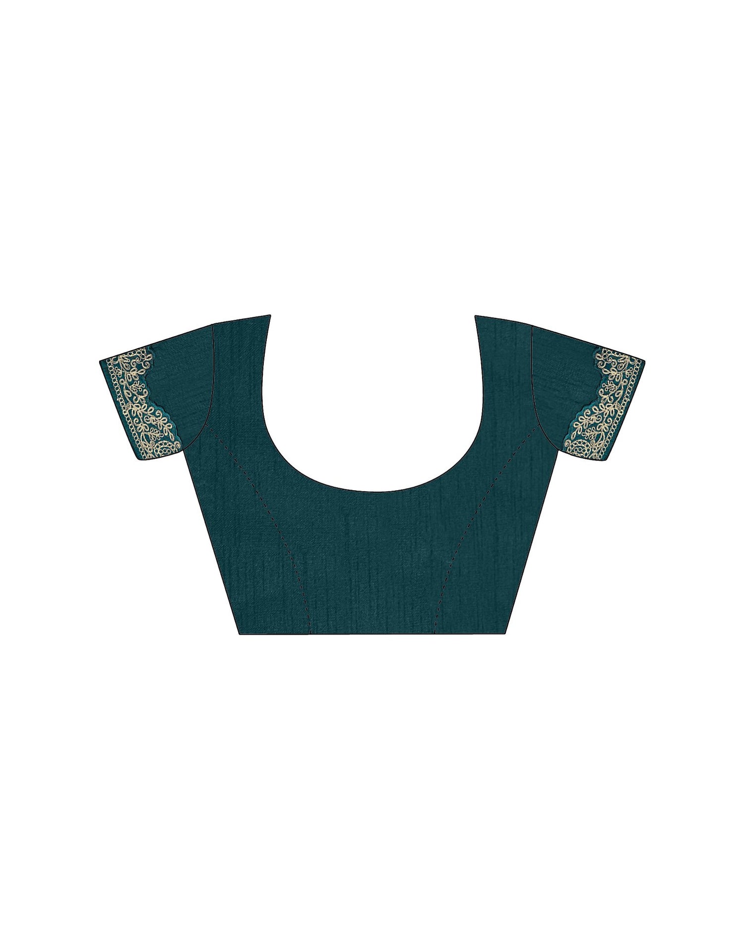 Rama Green Silk Embroidery Lace Saree