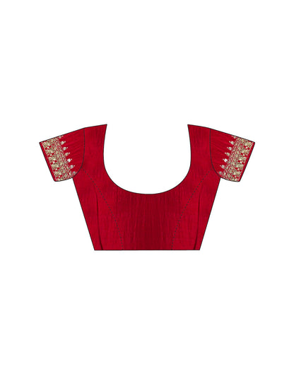 Red Silk Sequence Lace Saree