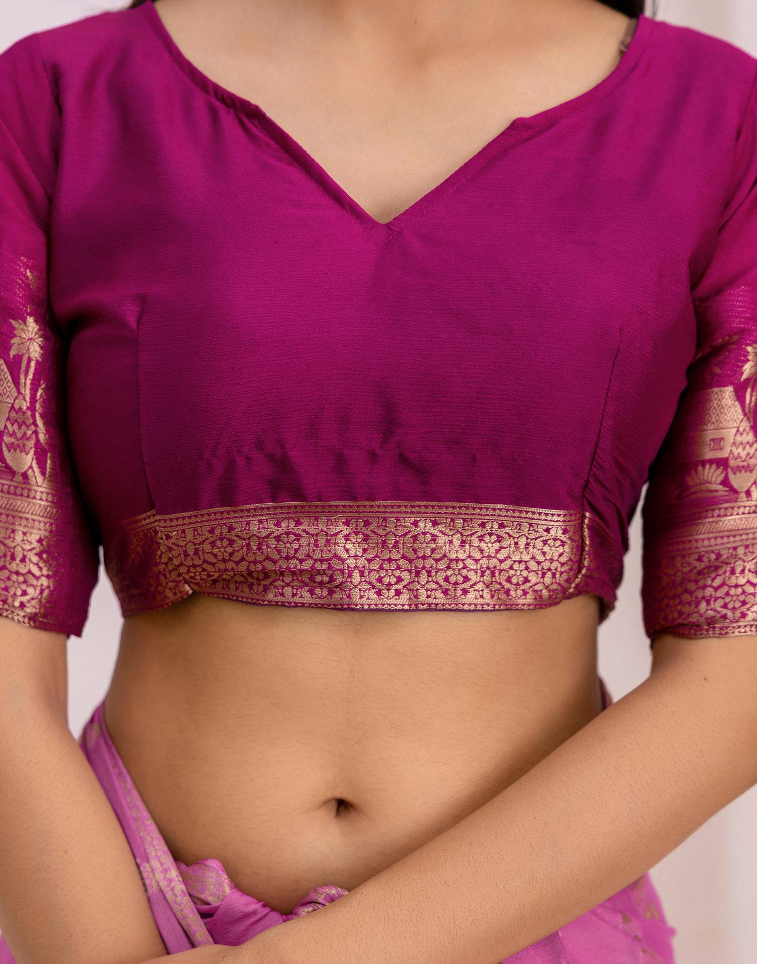 Light Purple Chiffon Woven Saree
