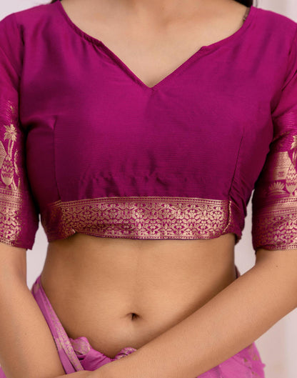 Light Purple Chiffon Woven Saree