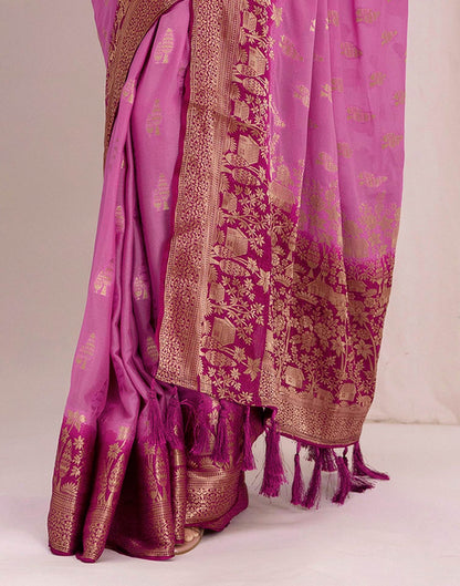 Light Purple Chiffon Woven Saree