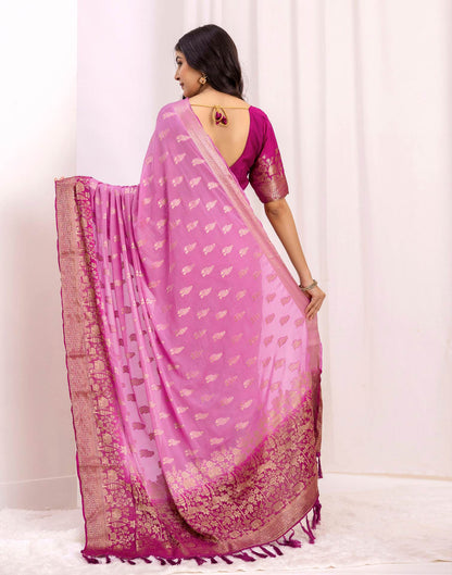 Light Purple Chiffon Woven Saree