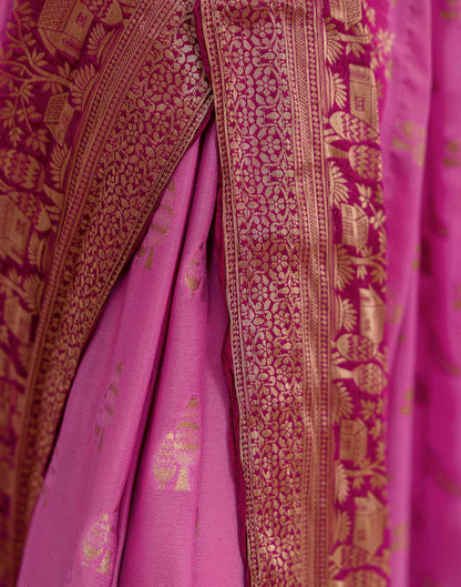 Light Purple Chiffon Woven Saree