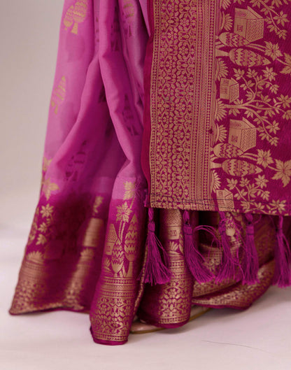 Light Purple Chiffon Woven Saree