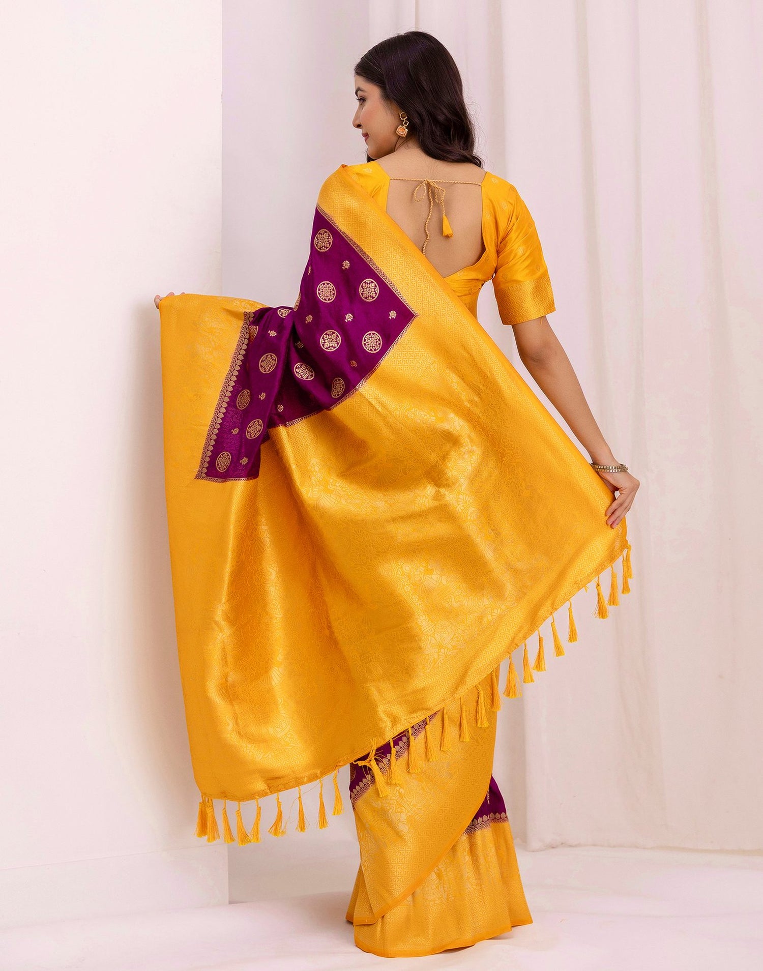 Wine Silk Woven Kanjivaram Saree