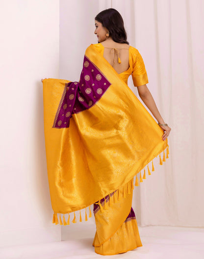 Wine Silk Woven Kanjivaram Saree