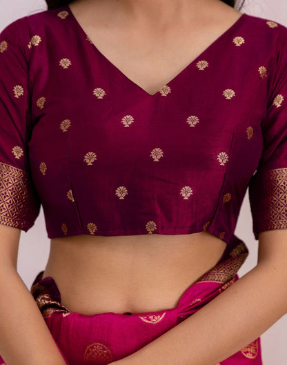 Rani Pink Silk Woven Kanjivaram Saree