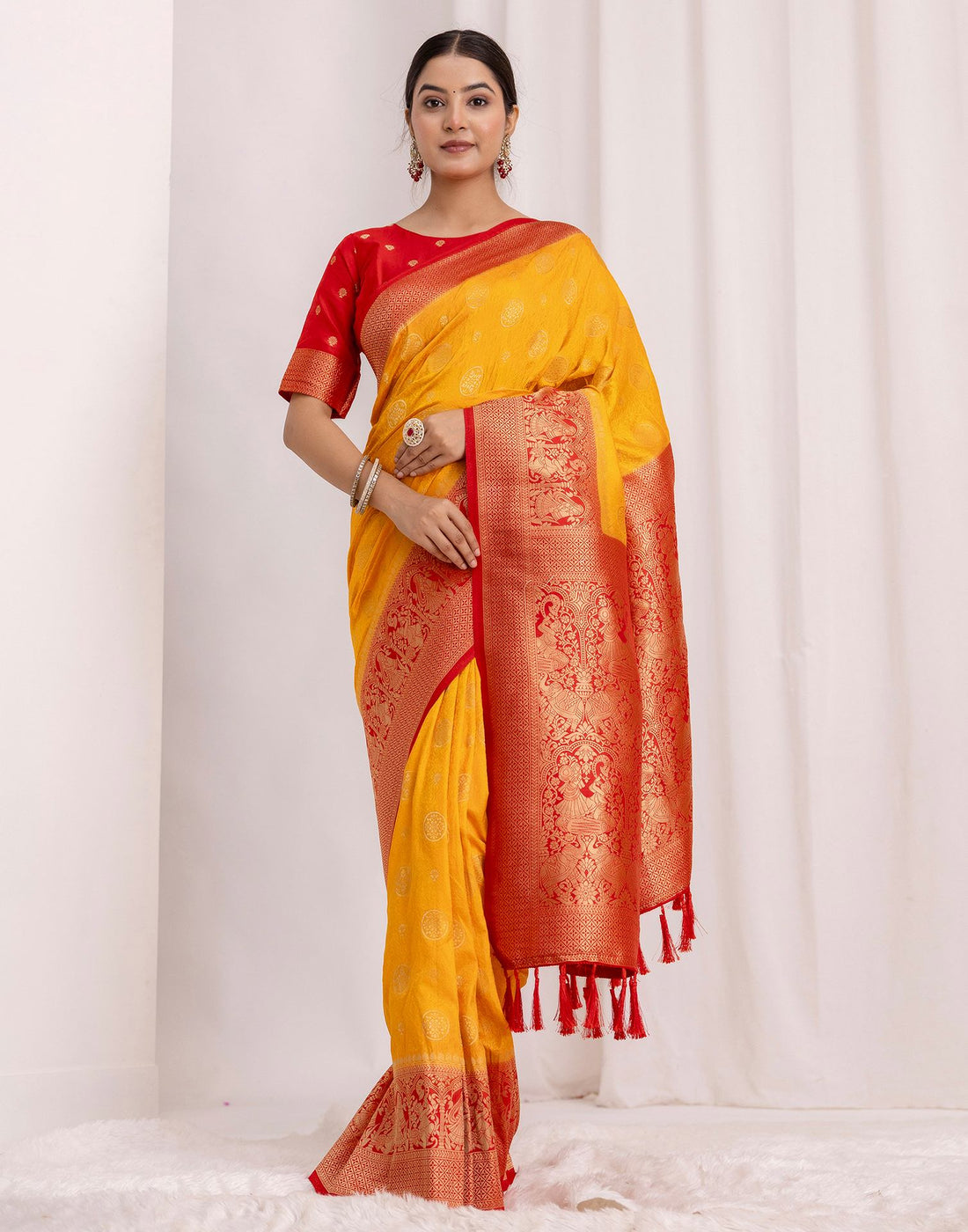 Turmeric Yellow Silk Woven Kanjivaram Saree