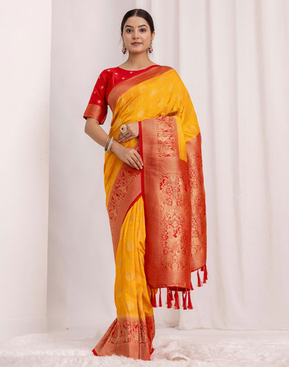 Turmeric Yellow Silk Woven Kanjivaram Saree