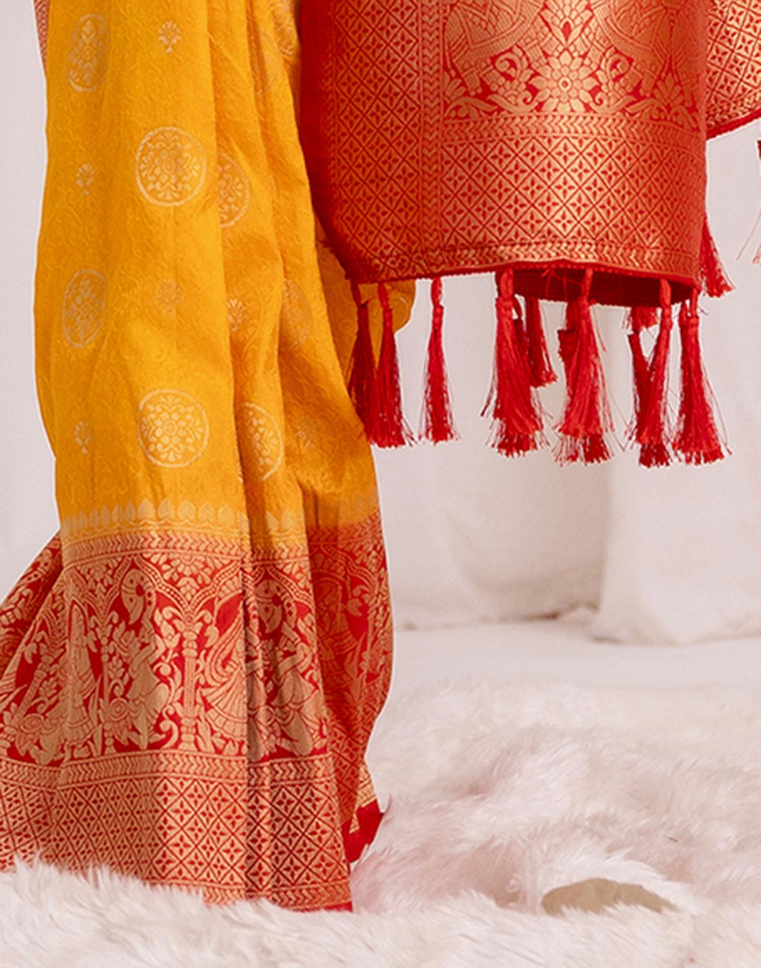 Turmeric Yellow Silk Woven Kanjivaram Saree