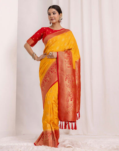 Turmeric Yellow Silk Woven Kanjivaram Saree