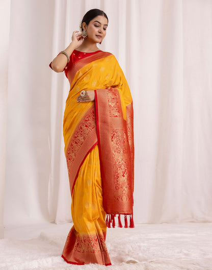 Turmeric Yellow Silk Woven Kanjivaram Saree