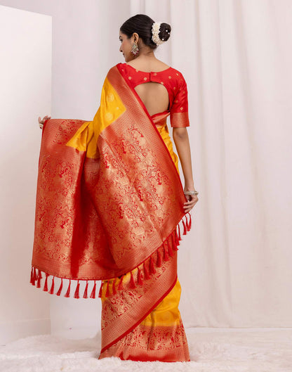 Turmeric Yellow Silk Woven Kanjivaram Saree