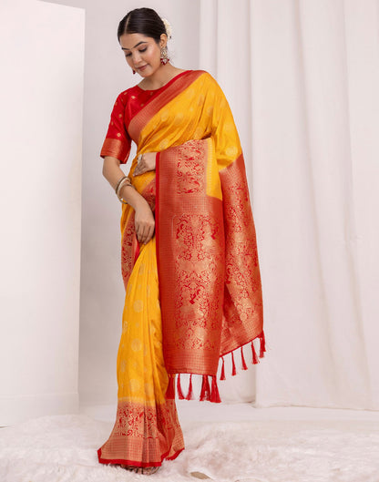 Turmeric Yellow Silk Woven Kanjivaram Saree