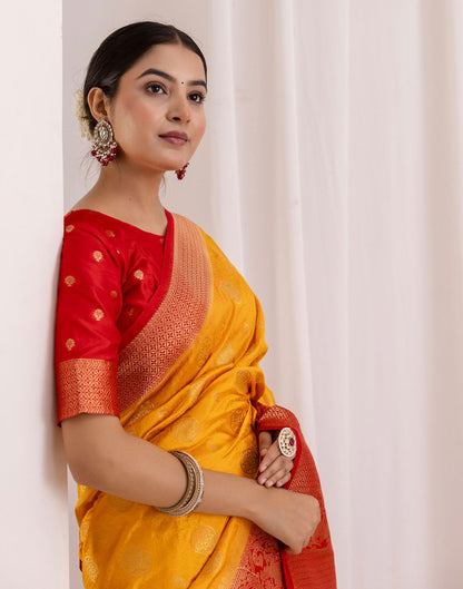 Turmeric Yellow Silk Woven Kanjivaram Saree
