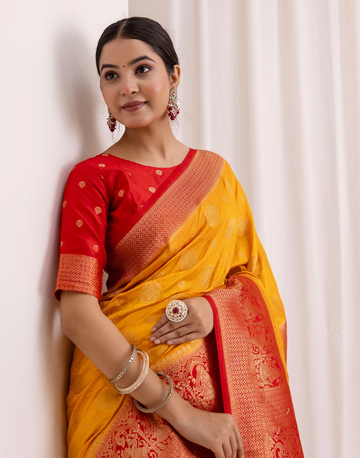 Turmeric Yellow Silk Woven Kanjivaram Saree