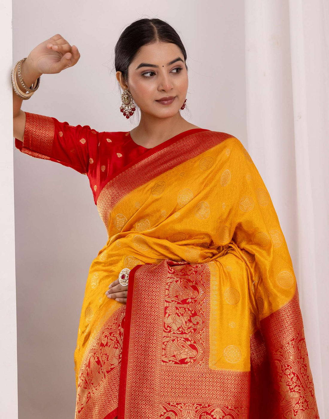 Turmeric Yellow Silk Woven Kanjivaram Saree