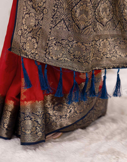 Red Chiffon Woven Saree