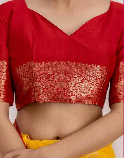 Turmeric Yellow Chiffon Woven Saree