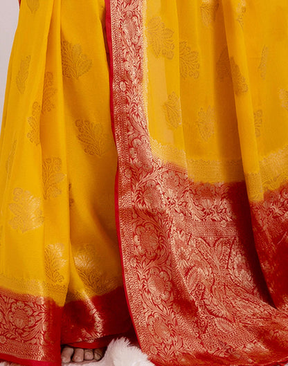 Turmeric Yellow Chiffon Woven Saree