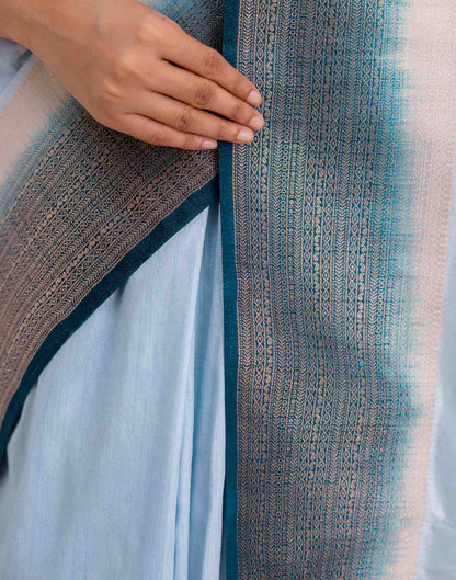 Sky Blue Silk Woven Saree