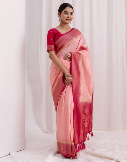 Rose Pink Silk Woven Saree