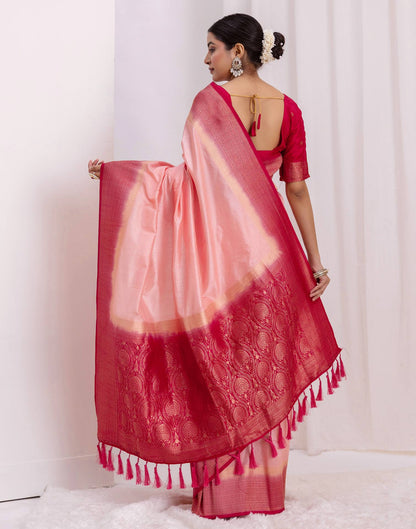 Rose Pink Silk Woven Saree