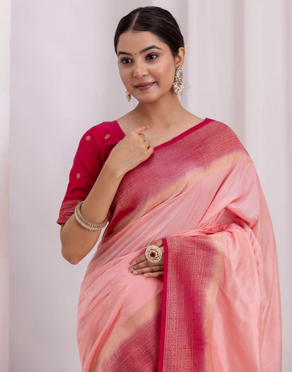 Rose Pink Silk Woven Saree