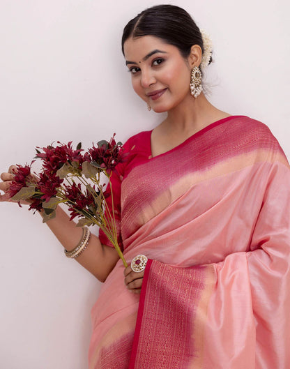 Rose Pink Silk Woven Saree