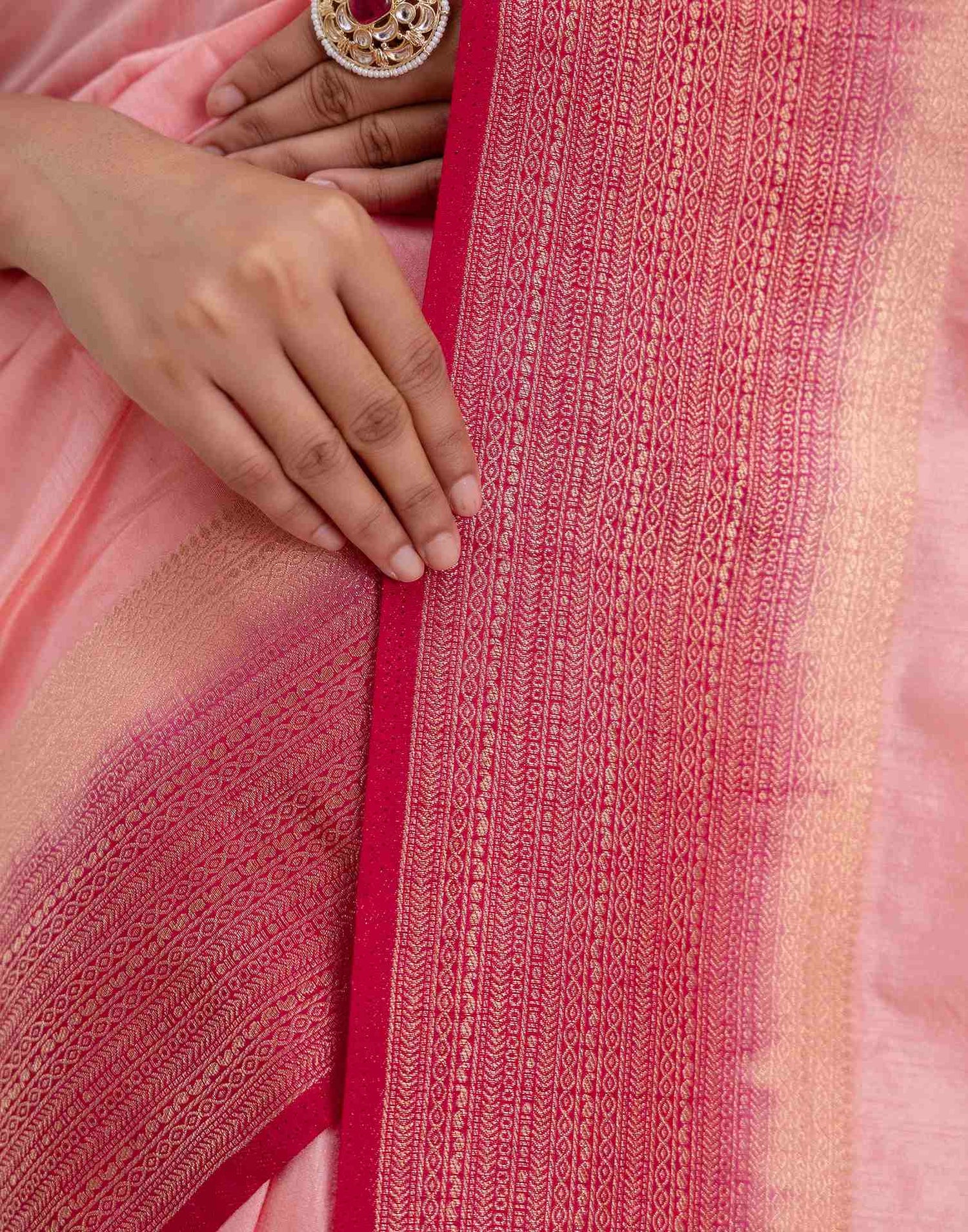 Rose Pink Silk Woven Saree